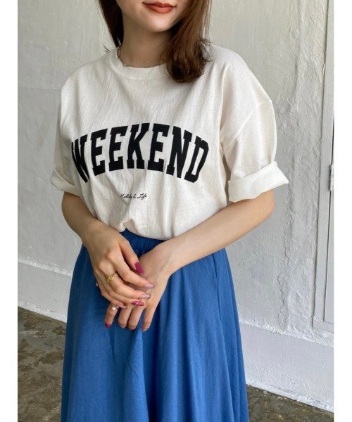 DAIS-Y（デイジー）の「プチプラカレッジロゴTシャツ（Tシャツ/カットソー・レディース・ホワイト/チャコール・FREE）」の15枚目の写真