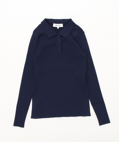 ENFOLD（エンフォルド）の「ストレッチリブ ポロシャツ（ポロシャツ・レディース・ブラック/ネイビー・38）」の4枚目の写真