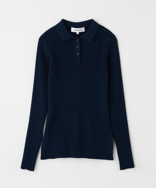 ENFOLD（エンフォルド）の「ストレッチリブ ポロシャツ（ポロシャツ・レディース・ブラック/ネイビー・38）」の9枚目の写真