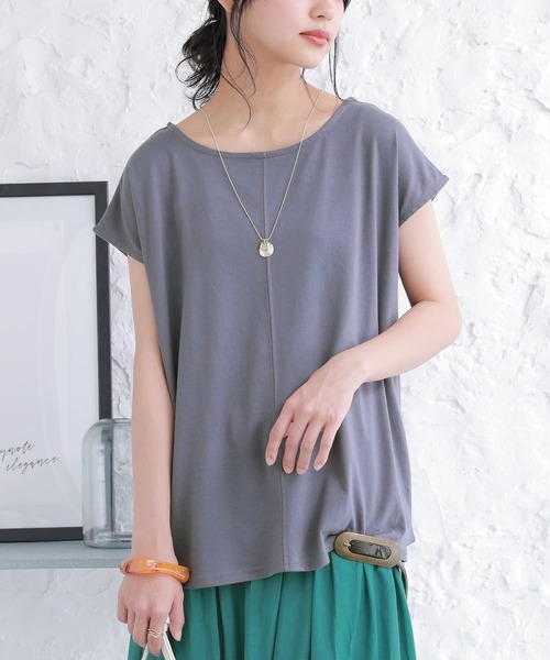 n'OrLABEL(ノアールレーベル)の「『バックツイストフレンチスリーブTシャツ』(Tシャツ/カットソー・レディース・ブラック/ネイビー/オフホワイト/ピンク・1/2)」の3枚目の写真