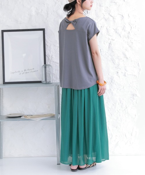 n'OrLABEL(ノアールレーベル)の「『バックツイストフレンチスリーブTシャツ』(Tシャツ/カットソー・レディース・ブラック/ネイビー/オフホワイト/ピンク・1/2)」の13枚目の写真