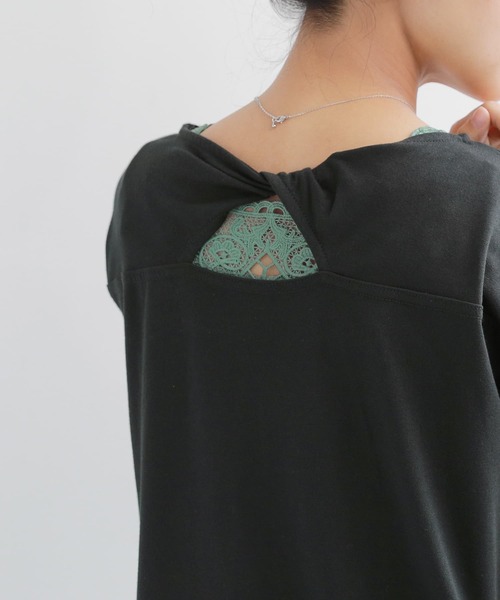 n'OrLABEL(ノアールレーベル)の「『バックツイストフレンチスリーブTシャツ』(Tシャツ/カットソー・レディース・ブラック/ネイビー/オフホワイト/ピンク・1/2)」の14枚目の写真