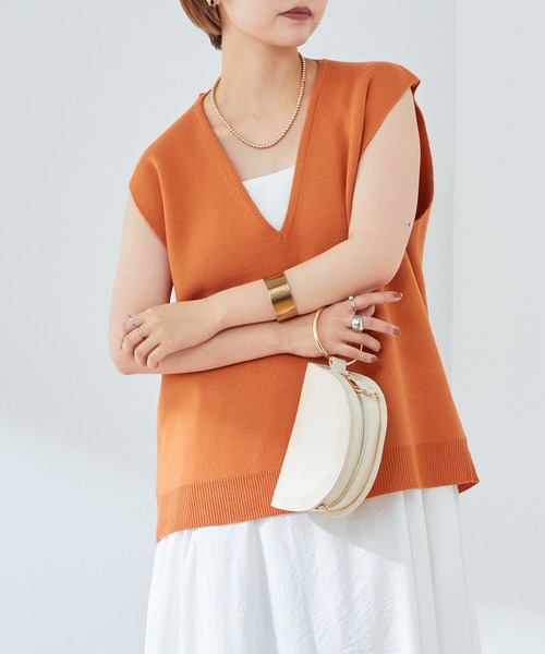 natural couture（ナチュラルクチュール）の「マルチWAYデザインニットベスト（ベスト・レディース・ブラック/ベージュ/オフホワイト/ピンク/オレンジ・FREE）」の5枚目の写真