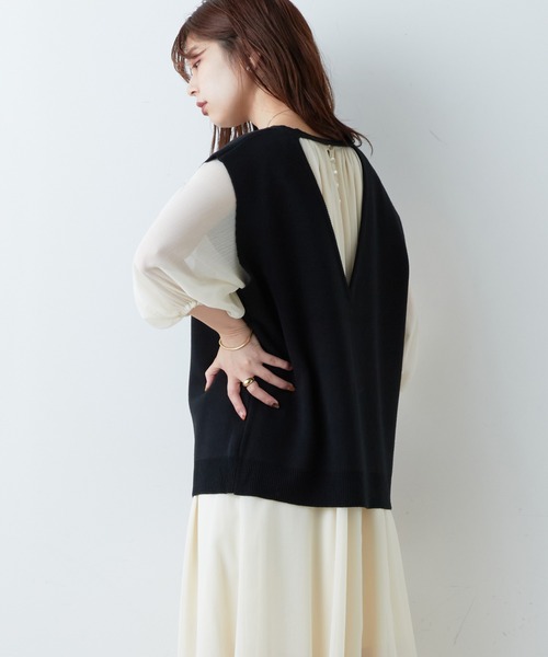 natural couture（ナチュラルクチュール）の「マルチWAYデザインニットベスト（ベスト・レディース・ブラック/ベージュ/オフホワイト/ピンク/オレンジ・FREE）」の12枚目の写真