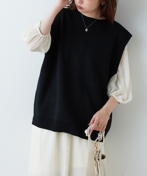 natural couture（ナチュラルクチュール）の「マルチWAYデザインニットベスト（ベスト・レディース・ブラック/ベージュ/オフホワイト/ピンク/オレンジ・FREE）」の11枚目の写真