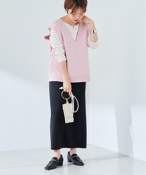 natural couture（ナチュラルクチュール）の「マルチWAYデザインニットベスト（ベスト・レディース・ブラック/ベージュ/オフホワイト/ピンク/オレンジ・FREE）」の19枚目の写真