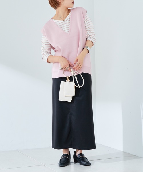 natural couture（ナチュラルクチュール）の「マルチWAYデザインニットベスト（ベスト・レディース・ブラック/ベージュ/オフホワイト/ピンク/オレンジ・FREE）」の20枚目の写真