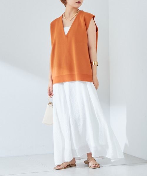 natural couture（ナチュラルクチュール）の「マルチWAYデザインニットベスト（ベスト・レディース・ブラック/ベージュ/オフホワイト/ピンク/オレンジ・FREE）」の21枚目の写真
