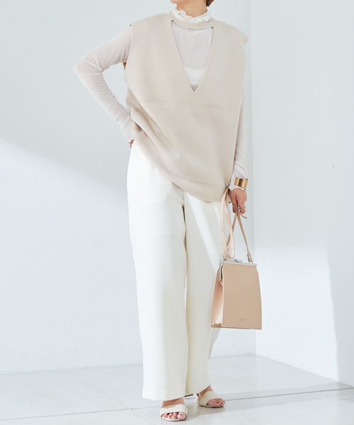 natural couture（ナチュラルクチュール）の「マルチWAYデザインニットベスト（ベスト・レディース・ブラック/ベージュ/オフホワイト/ピンク/オレンジ・FREE）」の9枚目の写真