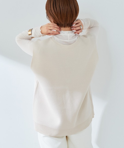 natural couture（ナチュラルクチュール）の「マルチWAYデザインニットベスト（ベスト・レディース・ブラック/ベージュ/オフホワイト/ピンク/オレンジ・FREE）」の8枚目の写真