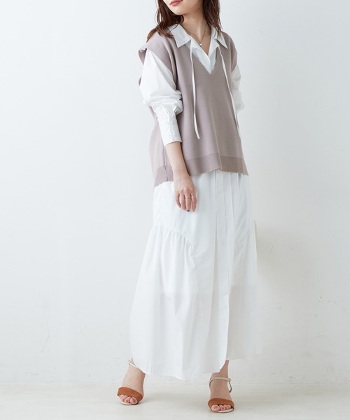 natural couture（ナチュラルクチュール）の「マルチWAYデザインニットベスト（ベスト・レディース・ブラック/ベージュ/オフホワイト/ピンク/オレンジ・FREE）」の15枚目の写真