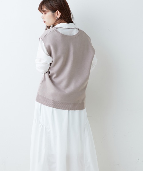 natural couture（ナチュラルクチュール）の「マルチWAYデザインニットベスト（ベスト・レディース・ブラック/ベージュ/オフホワイト/ピンク/オレンジ・FREE）」の16枚目の写真