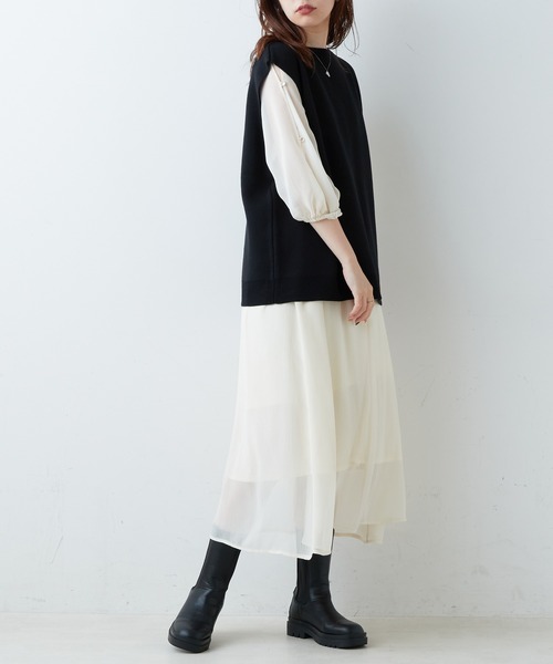 natural couture（ナチュラルクチュール）の「マルチWAYデザインニットベスト（ベスト・レディース・ブラック/ベージュ/オフホワイト/ピンク/オレンジ・FREE）」の13枚目の写真