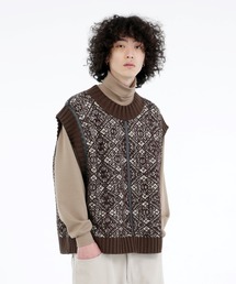 IROQUOIS イロコイ / 5G FAIR ISLE JQ KNIT VEST 5ゲージブークレージャガードニットベスト / 278205
