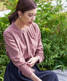 ラミーバンドカラーシャツ　ピンク index｜《6color》ラメラインバンドカラーシャツ【洗濯機洗い可