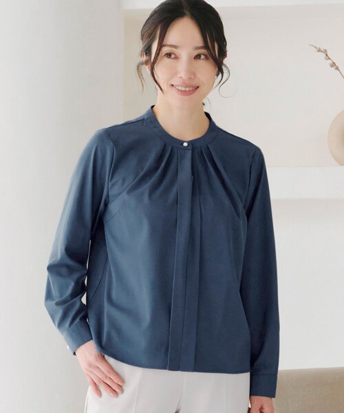 ブラウス シャツ 「大きいサイズ」バンドカラー2WAYタックブラウス レディース Tiaclasse ブラウス シャツ 「大きいサイズ」バンドカラー2WAY