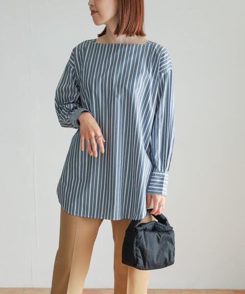 URBAN RESEARCH DOORS(アーバンリサーチドアーズ)の「ボートネックストライプブラウス(シャツ/ブラウス・レディース・ネイビー/ブラウン・MEDIUM)」の15枚目の写真