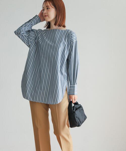 URBAN RESEARCH DOORS(アーバンリサーチドアーズ)の「ボートネックストライプブラウス(シャツ/ブラウス・レディース・ネイビー/ブラウン・MEDIUM)」の14枚目の写真
