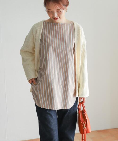 URBAN RESEARCH DOORS(アーバンリサーチドアーズ)の「ボートネックストライプブラウス(シャツ/ブラウス・レディース・ネイビー/ブラウン・MEDIUM)」の8枚目の写真