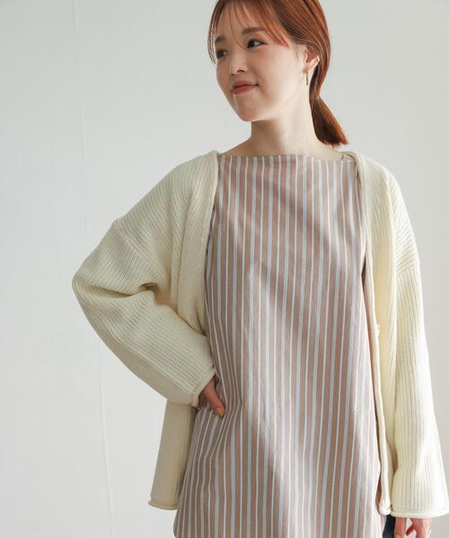 URBAN RESEARCH DOORS(アーバンリサーチドアーズ)の「ボートネックストライプブラウス(シャツ/ブラウス・レディース・ネイビー/ブラウン・MEDIUM)」の7枚目の写真