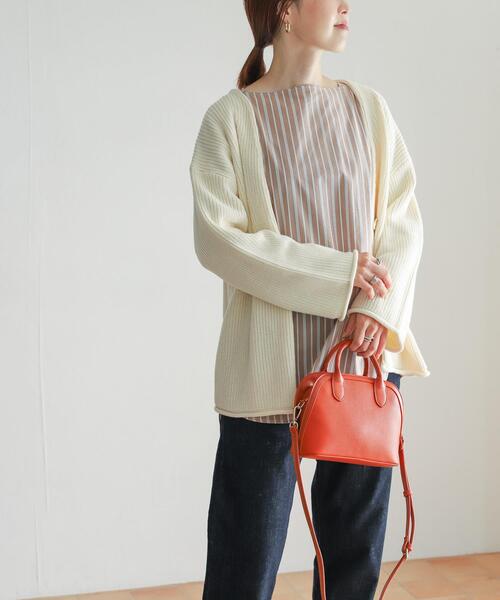 URBAN RESEARCH DOORS(アーバンリサーチドアーズ)の「ボートネックストライプブラウス(シャツ/ブラウス・レディース・ネイビー/ブラウン・MEDIUM)」の5枚目の写真