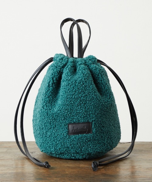 Actually(アクチュアリー)の「ボア2WAY 巾着バッグ(ショルダーバッグ・レディース・グレー/グリーン/アイボリー・フリー)」の7枚目の写真