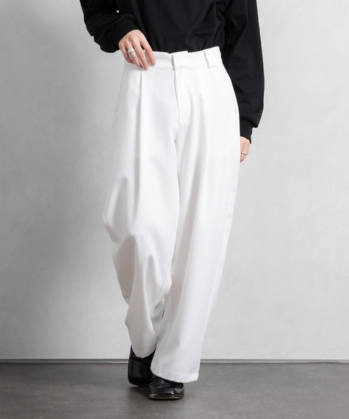 Adoon plain（アドーンプレーン）の「【Adoon plain】アソートタックワイドパンツ(セットアップ着用可能)（その他パンツ・メンズ・ブラック/オフホワイト/グリーン系その他/ブルー系その他・SMALL/MEDIUM/LARGE）」の9枚目の写真