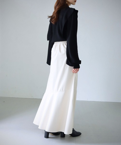 cheriella（シェリエラ）の「【cheriella】WEB限定フェイクレザーマーメイドスカート（スカート・レディース・ブラック/アイボリー・M）」の10枚目の写真