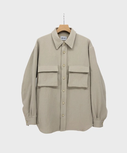 KIIT(キート)の「KIIT キート / COTTON DOUBLE CLOTH WASHER OVER SHIRT JKT オーバーシャツジャケット / KIO-Y96-500(シャツ/ブラウス・メンズ・ダークグリーン/サンドグレー・3/1/2)」の2枚目の写真