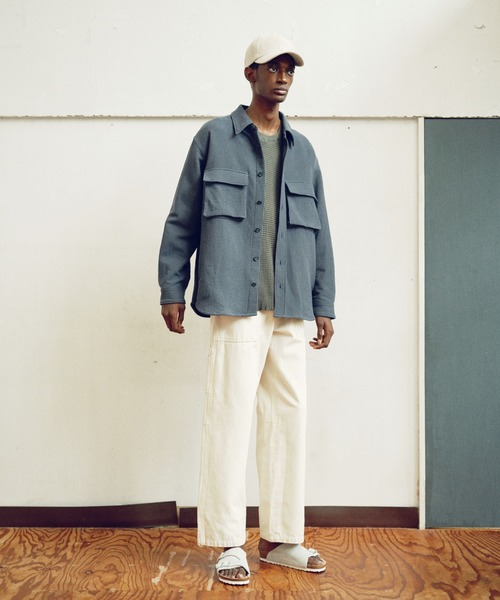 KIIT(キート)の「KIIT キート / COTTON DOUBLE CLOTH WASHER OVER SHIRT JKT オーバーシャツジャケット / KIO-Y96-500(シャツ/ブラウス・メンズ・ダークグリーン/サンドグレー・3/1/2)」の6枚目の写真