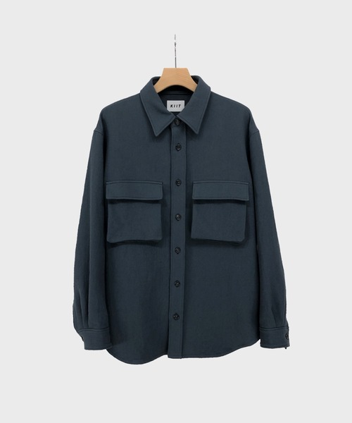 KIIT(キート)の「KIIT キート / COTTON DOUBLE CLOTH WASHER OVER SHIRT JKT オーバーシャツジャケット / KIO-Y96-500(シャツ/ブラウス・メンズ・ダークグリーン/サンドグレー・3/1/2)」の4枚目の写真