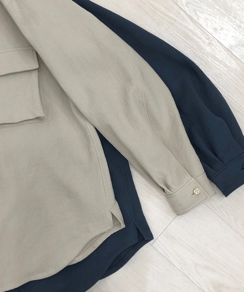 KIIT(キート)の「KIIT キート / COTTON DOUBLE CLOTH WASHER OVER SHIRT JKT オーバーシャツジャケット / KIO-Y96-500(シャツ/ブラウス・メンズ・ダークグリーン/サンドグレー・3/1/2)」の5枚目の写真