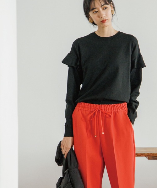 OPAQUE.CLIP（オペークドットクリップ）の「◆シルキーウールMIX フリルデザインニット【WEB限定カラー】（ニット/セーター・レディース・ライトベージュ/イエロー系7/ダークオレンジ/ブラック/ホワイト系9/ブルー/ダークブラウン系7・38/40/36/42）」の21枚目の写真