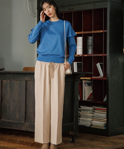 OPAQUE.CLIP（オペークドットクリップ）の「◆シルキーウールMIX フリルデザインニット【WEB限定カラー】（ニット/セーター・レディース・ライトベージュ/イエロー系7/ダークオレンジ/ブラック/ホワイト系9/ブルー/ダークブラウン系7・38/40/36/42）」の13枚目の写真