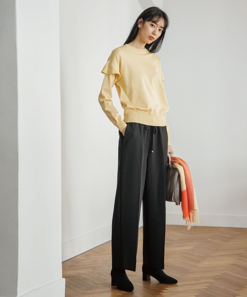 OPAQUE.CLIP（オペークドットクリップ）の「◆シルキーウールMIX フリルデザインニット【WEB限定カラー】（ニット/セーター・レディース・ライトベージュ/イエロー系7/ダークオレンジ/ブラック/ホワイト系9/ブルー/ダークブラウン系7・38/40/36/42）」の8枚目の写真