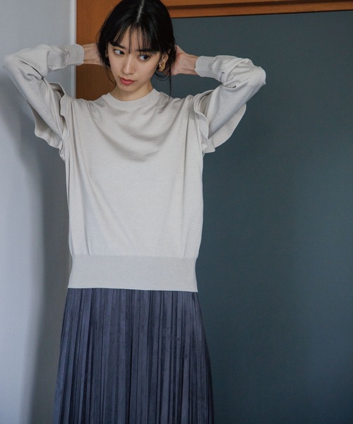 OPAQUE.CLIP（オペークドットクリップ）の「◆シルキーウールMIX フリルデザインニット【WEB限定カラー】（ニット/セーター・レディース・ライトベージュ/イエロー系7/ダークオレンジ/ブラック/ホワイト系9/ブルー/ダークブラウン系7・38/40/36/42）」の17枚目の写真