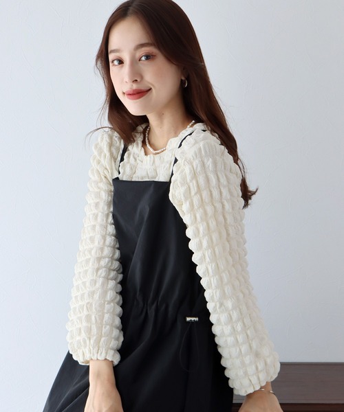 BLUEEAST（ブルーイースト）の「ぽこぽこポップコーンブラウス（シャツ/ブラウス・レディース・イエロー/ピンク/ブラック/アイボリー/モカ/ブルーグレー・MEDIUM）」の2枚目の写真