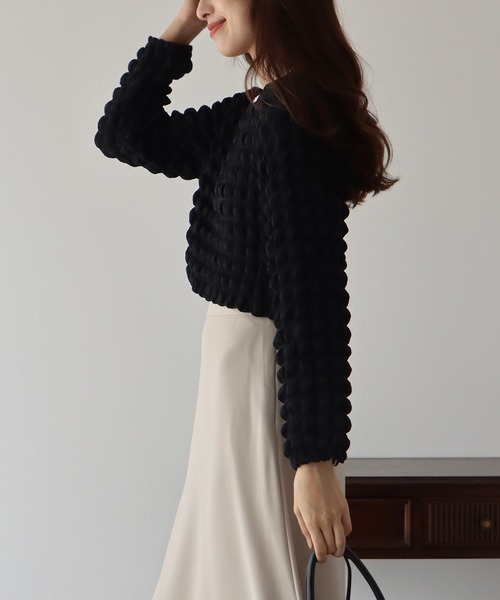 BLUEEAST（ブルーイースト）の「ぽこぽこポップコーンブラウス（シャツ/ブラウス・レディース・イエロー/ピンク/ブラック/アイボリー/モカ/ブルーグレー・MEDIUM）」の10枚目の写真