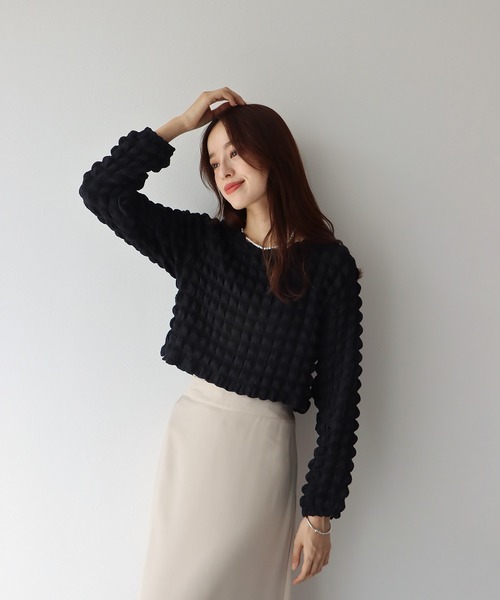 BLUEEAST（ブルーイースト）の「ぽこぽこポップコーンブラウス（シャツ/ブラウス・レディース・イエロー/ピンク/ブラック/アイボリー/モカ/ブルーグレー・MEDIUM）」の11枚目の写真