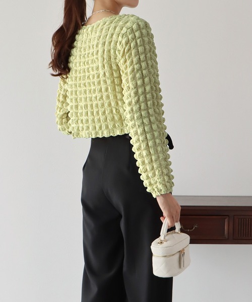 BLUEEAST（ブルーイースト）の「ぽこぽこポップコーンブラウス（シャツ/ブラウス・レディース・イエロー/ピンク/ブラック/アイボリー/モカ/ブルーグレー・MEDIUM）」の17枚目の写真