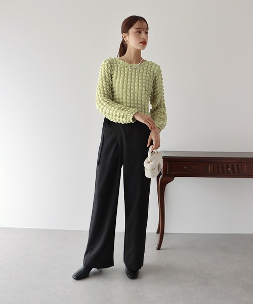 BLUEEAST（ブルーイースト）の「ぽこぽこポップコーンブラウス（シャツ/ブラウス・レディース・イエロー/ピンク/ブラック/アイボリー/モカ/ブルーグレー・MEDIUM）」の18枚目の写真