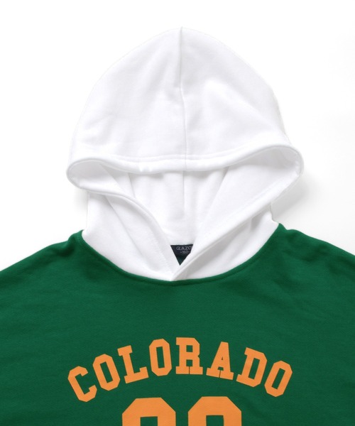 GLAZOS(グラソス)の「前ロゴプリント・ベストレイヤード風ビッグパーカー(パーカー・キッズ・ブラック/グリーン/ベージュ・170cm/160cm/140cm/150cm)」の12枚目の写真