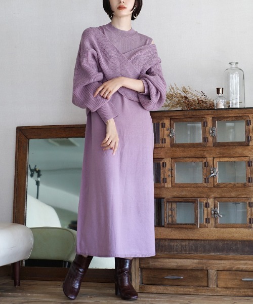 zootie（ズーティー）の「クロスニット ＆ ニットワンピース SET