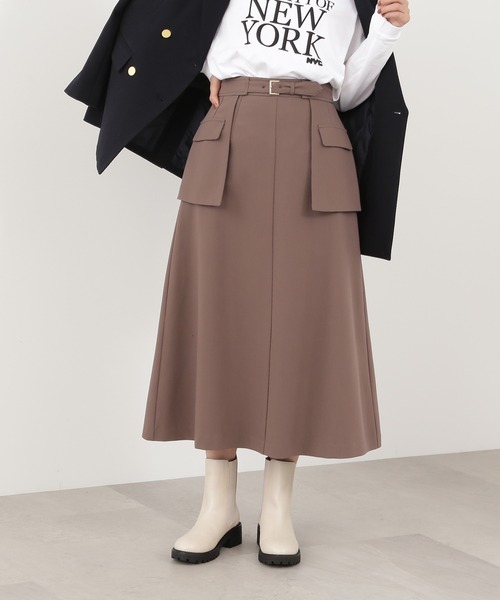 N.（N. Natural Beauty Basic）（エヌエヌナチュラルビューティーベーシック）の「◆レイヤードベルト付Ａラインスカート（スカート・レディース・モカ/グリーン/レッド・MEDIUM）」の16枚目の写真