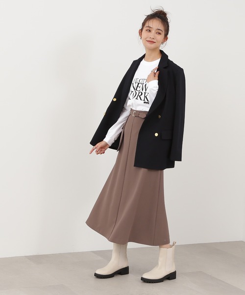 N.（N. Natural Beauty Basic）（エヌエヌナチュラルビューティーベーシック）の「◆レイヤードベルト付Ａラインスカート（スカート・レディース・モカ/グリーン/レッド・MEDIUM）」の12枚目の写真