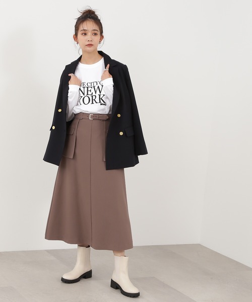 N.（N. Natural Beauty Basic）（エヌエヌナチュラルビューティーベーシック）の「◆レイヤードベルト付Ａラインスカート（スカート・レディース・モカ/グリーン/レッド・MEDIUM）」の10枚目の写真