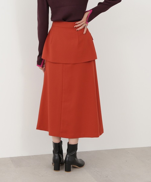 N.（N. Natural Beauty Basic）（エヌエヌナチュラルビューティーベーシック）の「◆レイヤードベルト付Ａラインスカート（スカート・レディース・モカ/グリーン/レッド・MEDIUM）」の5枚目の写真