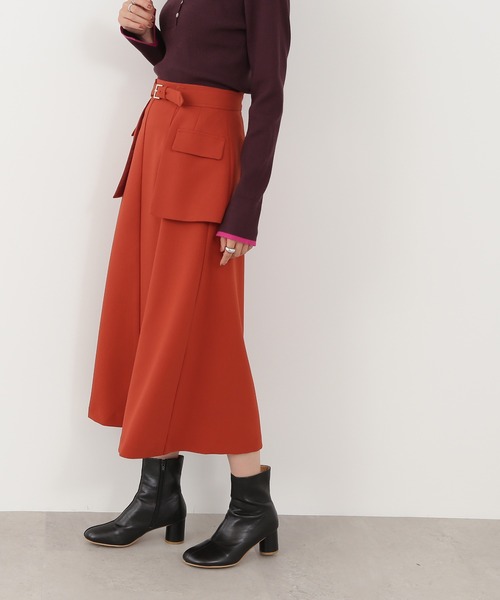 N.（N. Natural Beauty Basic）（エヌエヌナチュラルビューティーベーシック）の「◆レイヤードベルト付Ａラインスカート（スカート・レディース・モカ/グリーン/レッド・MEDIUM）」の13枚目の写真