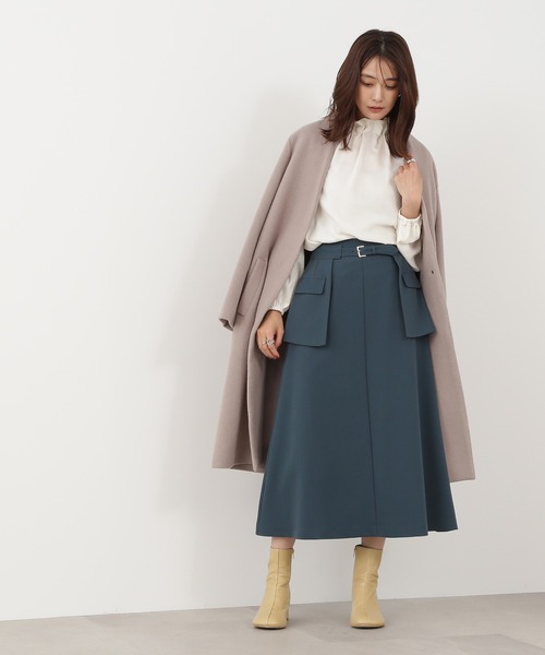 N.（N. Natural Beauty Basic）（エヌエヌナチュラルビューティーベーシック）の「◆レイヤードベルト付Ａラインスカート（スカート・レディース・モカ/グリーン/レッド・MEDIUM）」の8枚目の写真