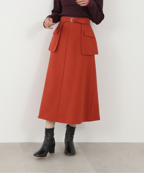 N.（N. Natural Beauty Basic）（エヌエヌナチュラルビューティーベーシック）の「◆レイヤードベルト付Ａラインスカート（スカート・レディース・モカ/グリーン/レッド・MEDIUM）」の15枚目の写真